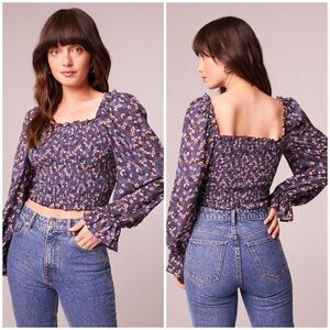 Band of Gypsies Agathe Purple Floral Smocked Top Band of the Free